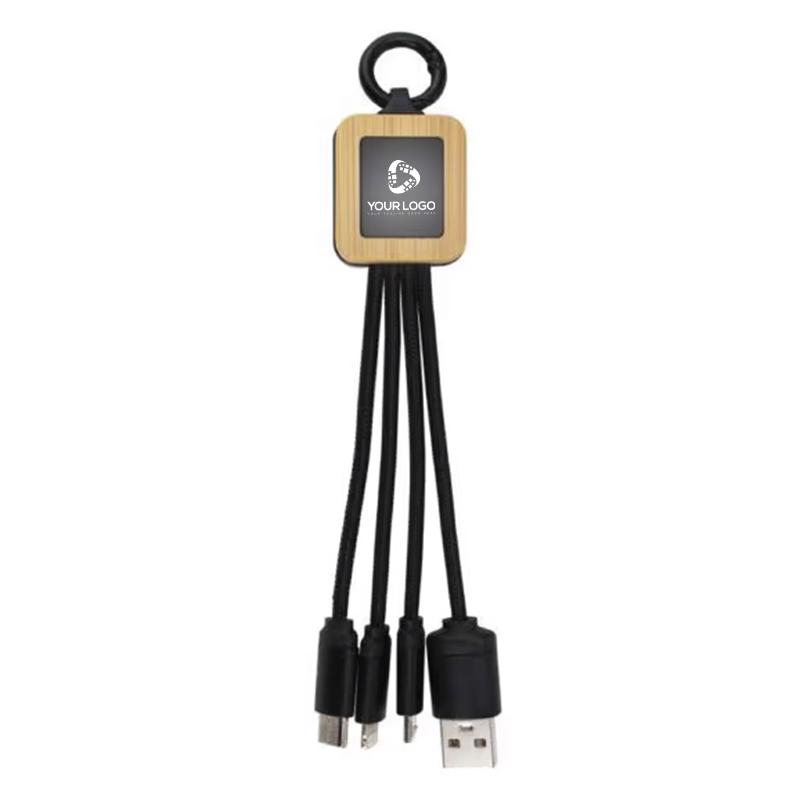 Light Up Logo Bamboo Multi-charging Cable